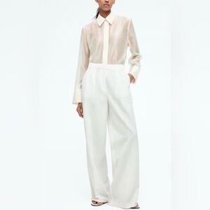 H&M White Women's Wide Leg Trouser Pants